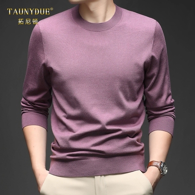 TAUNYDUE男士纯色圆领毛衣春秋季