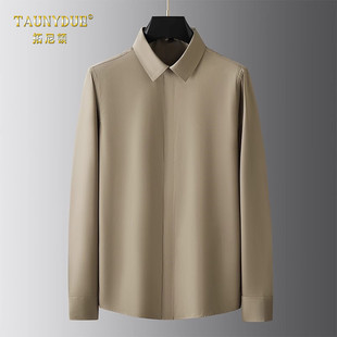 灰色2024新款 秋冬季 痞帅寸衣 男士 高级感商务加绒加厚休闲衬衣衬衫