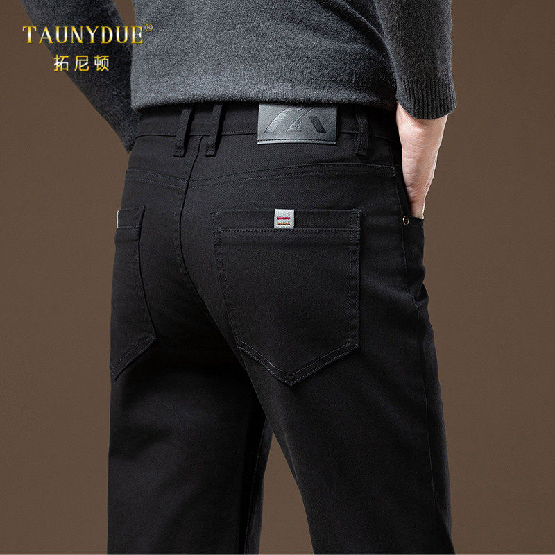 纯棉舒适修身直筒休闲裤男士春夏2025新款商务弹力长裤子卡其男款