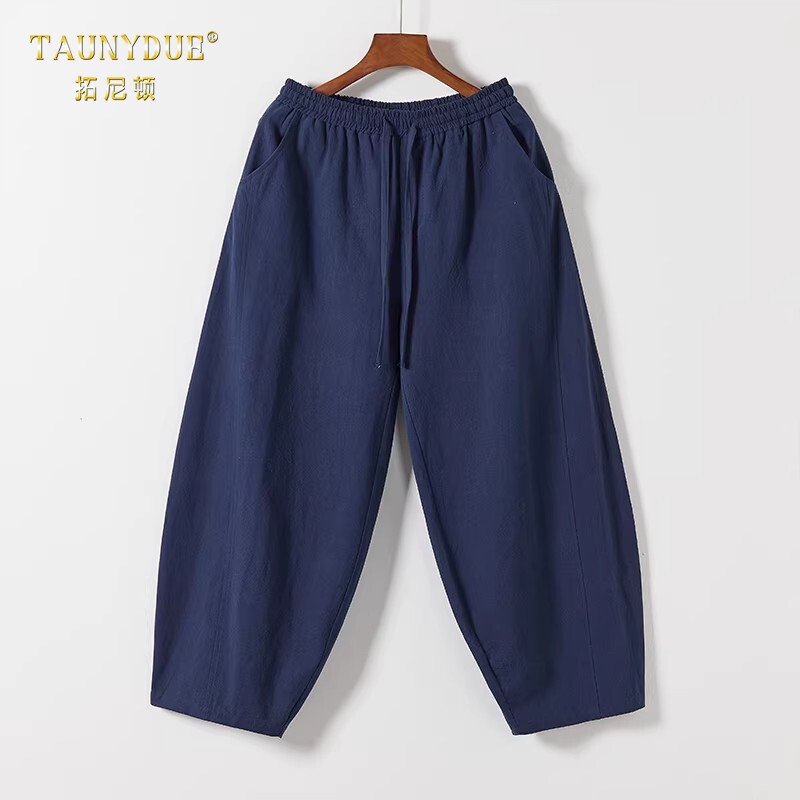 TAUNYDUE男士棉麻休闲裤春季新款