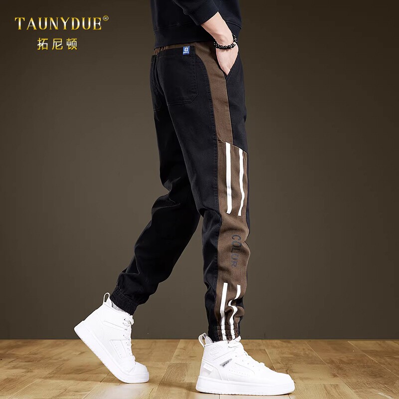 TAUNYDUE美式设计感束脚休闲裤男
