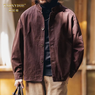 2026早春哈灵顿机车立领工装外套男纯棉秋冬季宽松飞行夹克男装