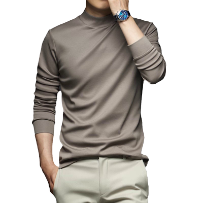 秋冬季男士半高领长袖T恤