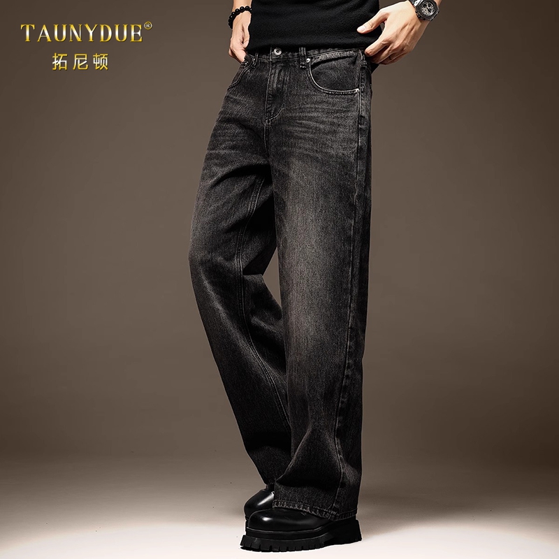 重磅刺绣水洗牛仔裤男春秋新款