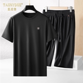 男士 高端两件套薄款 T恤短裤 夏季 套装 男运动休闲t恤中年爸爸宽松