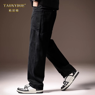 牛仔裤男2026新款复古宽松直筒垂感阔腿冬季加绒美式休闲弯刀裤子