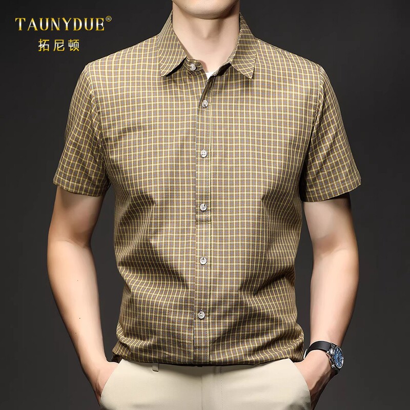 TAUNYDUE棉质短袖衬衫男夏款透气