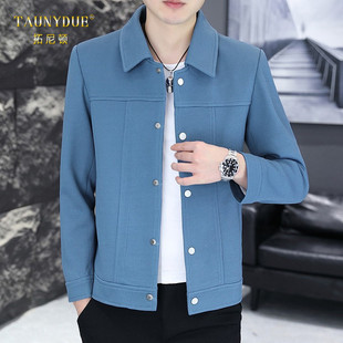 休闲百搭纯色外套夹克男士2025年春季新款翻领痞帅气青年上衣春秋