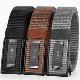 古格缇男士皮带户外帆布透气百搭自动扣战术腰带休闲潮流青年裤带