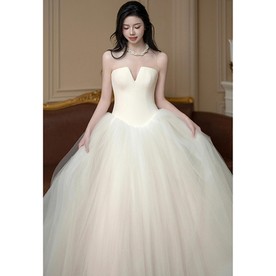 结婚新娘轻婚纱主纱法式森系超仙