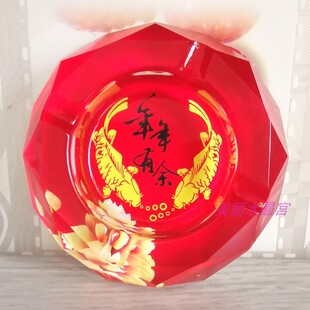 水晶玻璃烟灰缸家居时尚 时尚 饰品客厅奢华个性 年年有余装 实用摆件