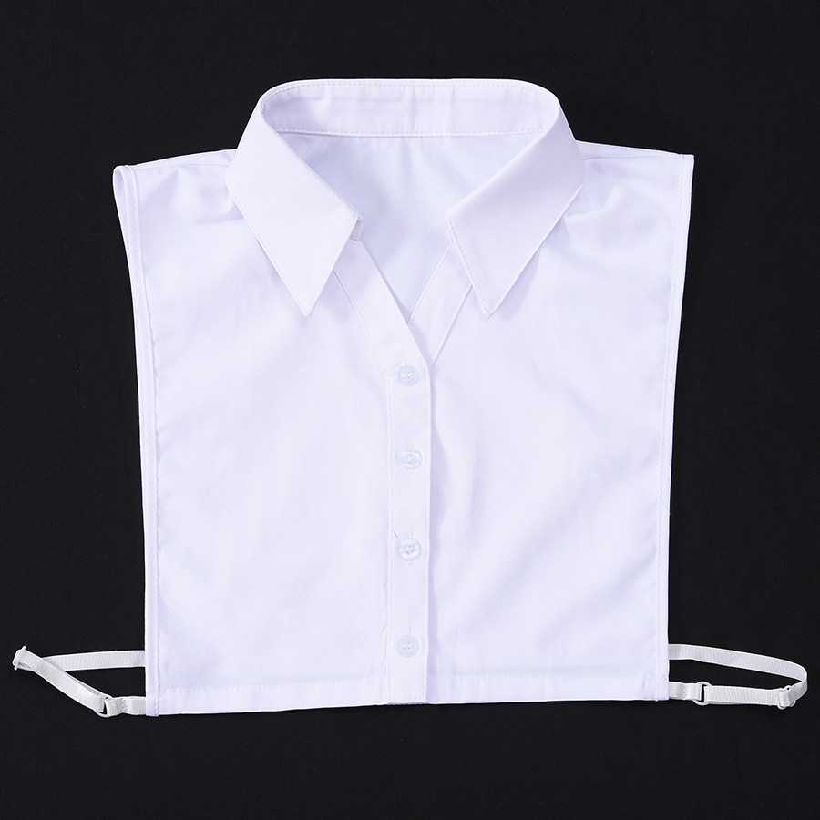 女士v领衬衫假领子职业通勤打底衣领纯白棉免烫白领百搭假衬衣