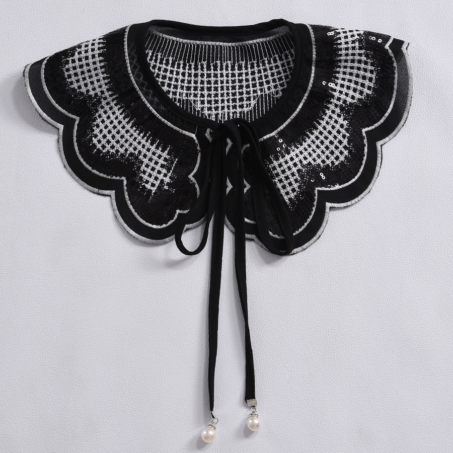 黑色亮片小披肩复古汉服云肩女四季百搭翻领假领子防走光坎肩英伦|ruв категории Аксессуары, шарф/шарф/шаль - от Buy2taobao.com для оказания профессиональной услуги покупки агента Taobao