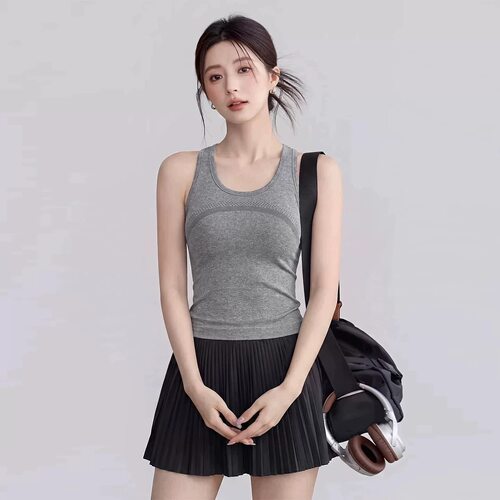 一体式工字型弹力显瘦运动背心女