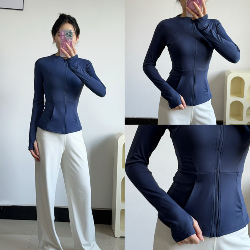 立领拉链外套修身显瘦长袖高端