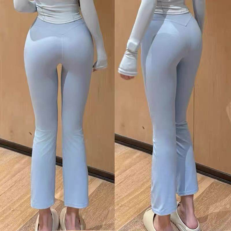 高腰紧身微喇健身裤女蓝色普拉提专业训练运动裤小个子瑜伽裤秋季,运动服/休闲服装,运动中长裤／短裤,淘宝优惠券,粉丝福利购,淘宝优惠卷