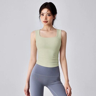 瑜伽背心固定杯一体式 防震外穿吊带跑步健身服文胸普拉提训练 新款