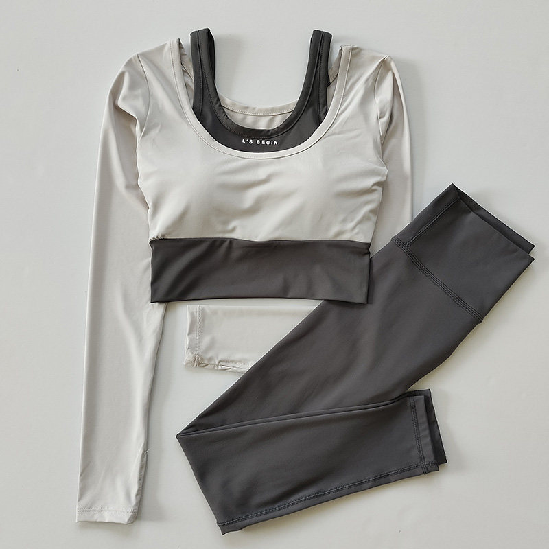 新款瑜伽服套装运动内衣短款修身撞色假两件健身户外长袖带胸垫,运动服/休闲服装,运动文胸,淘宝优惠券,粉丝福利购,淘宝优惠卷