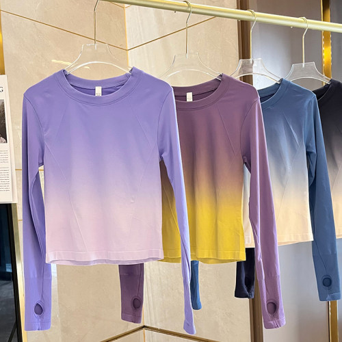 瑜伽服运动服T恤渐变色