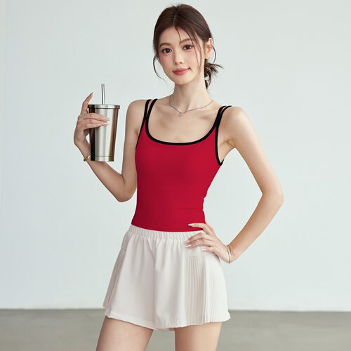 新款女美背显瘦瑜伽吊带短裤套装
