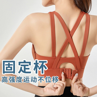 一体式 固定杯运动内衣防震女高强度跑步健身文胸外穿美背瑜伽背心