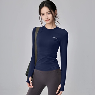 户外 t恤跑步长袖 悠美瑜伽服女秋冬新款 紧身健身服弹力上衣打底衫