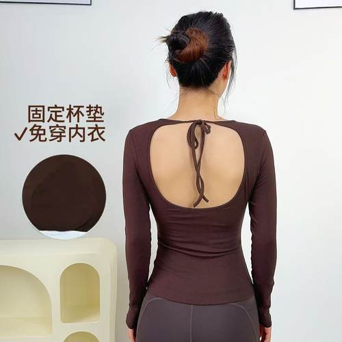 欧美性感镂空露背显瘦绑带运动