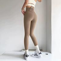 Summer ultra-thin dopamine yoga belt pocket women's high-waisted buttocks lifting nude seamless fitness sports long pants for outerwear thumbnail 7