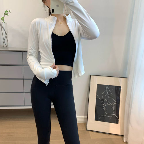 新款瑜伽服外套女短款拉链立领