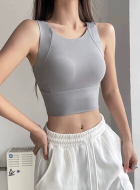 一体式防震运动内衣女透气瑜伽背心2026年新款高强度健身跑步文胸