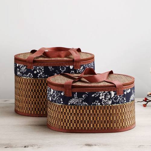 竹编礼盒端午节粽子竹篮中秋月饼鸡蛋螃蟹折叠礼品盒