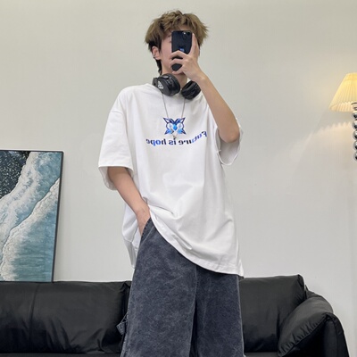 JAVE PASOK美式潮牌男女夏季宽松半袖上衣t恤夏季薄款男士短袖T恤