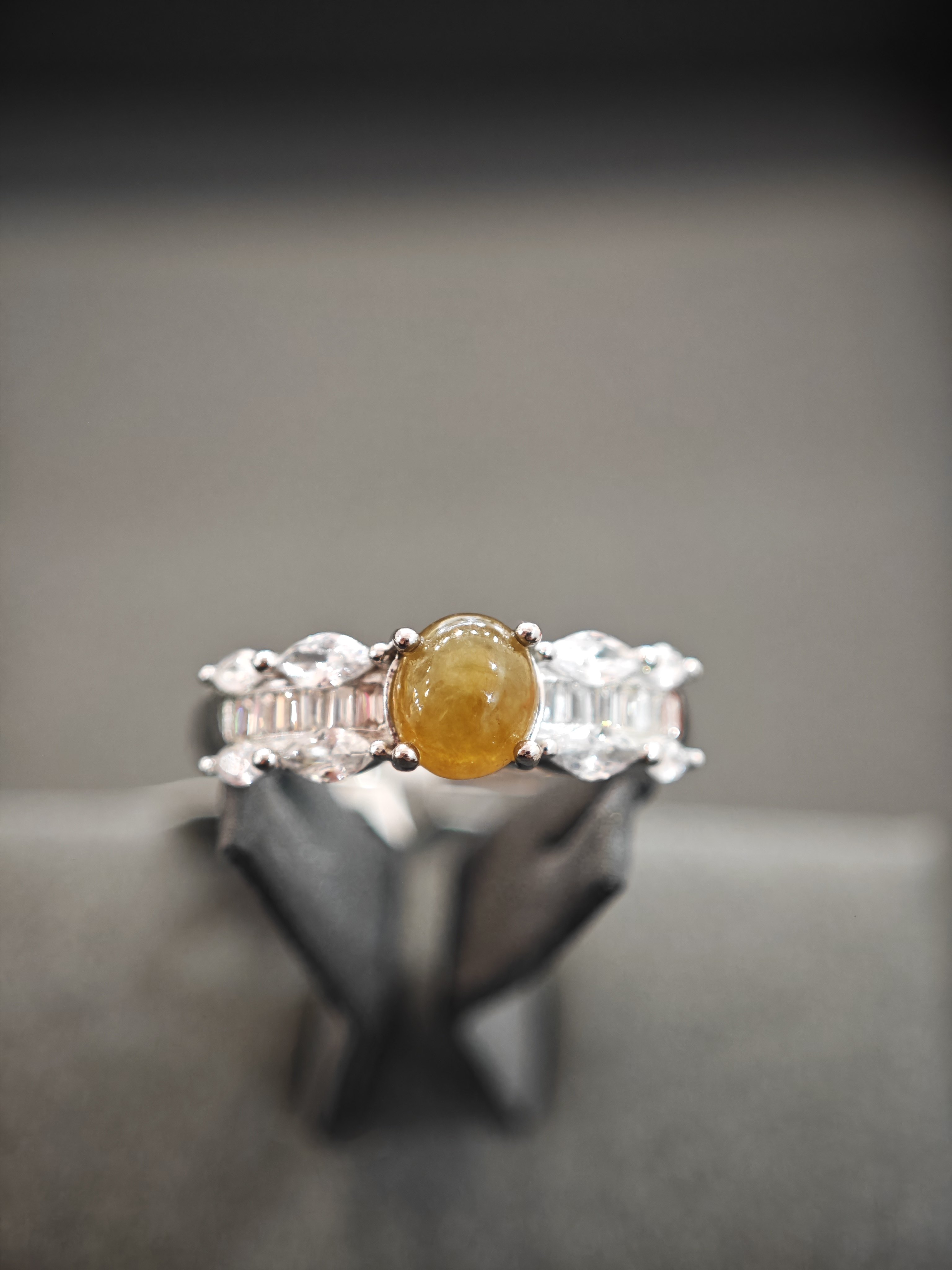 无烧黄翡戒指缅料A货