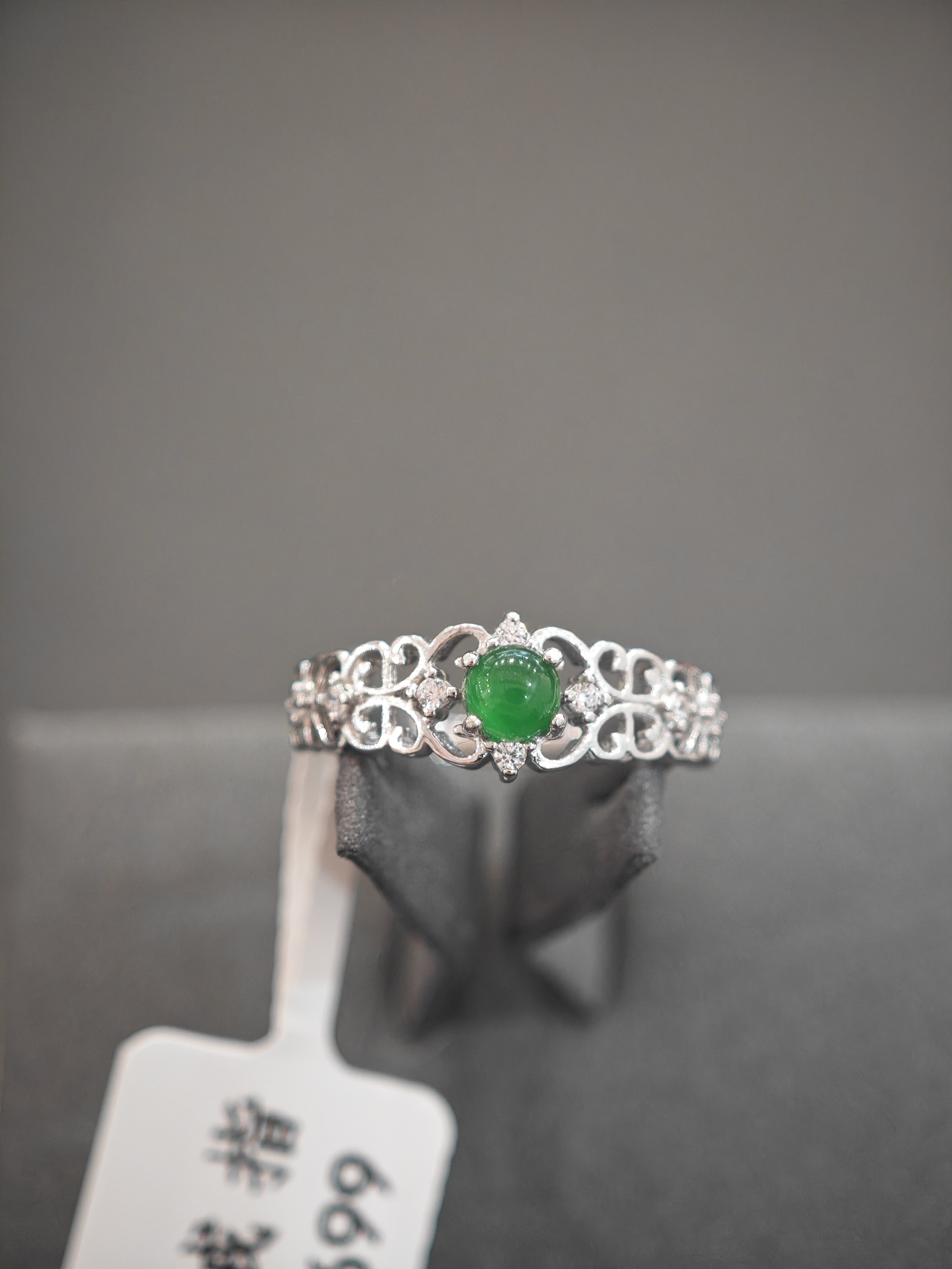 天然缅甸翡翠A货玉戒指保真镶嵌玉指环蛋面尾戒生日礼物送女友