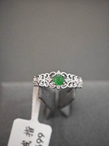 天然缅甸翡翠A货玉戒指保真镶嵌玉指环蛋面尾戒生日礼物送女友