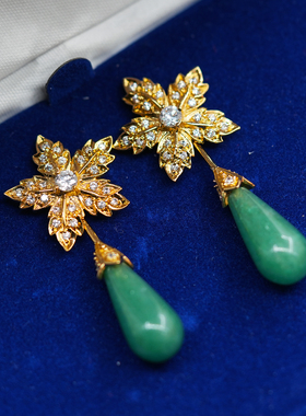 JBK杰奎琳绿天然石水滴耳钉