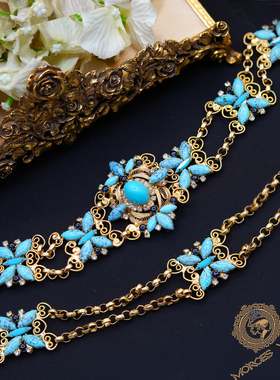 50年代仿蓝松石琉璃树脂珠子腰链