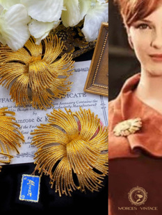 Vintage复古董首饰MONET明星款烟花花火胸针耳环耳钉耳夹