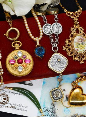 中古浮雕硬币仿珍珠项链