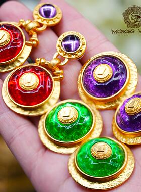 RR彩虹糖果果冻紫色绿色红色果冻树脂纽扣耳钉耳夹耳环