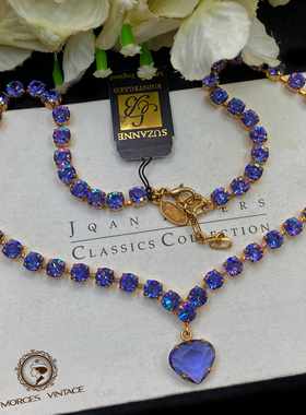 Vintage-S中古首饰SUZANNE SOMERS薰衣草紫色爱心奥地利水晶项链