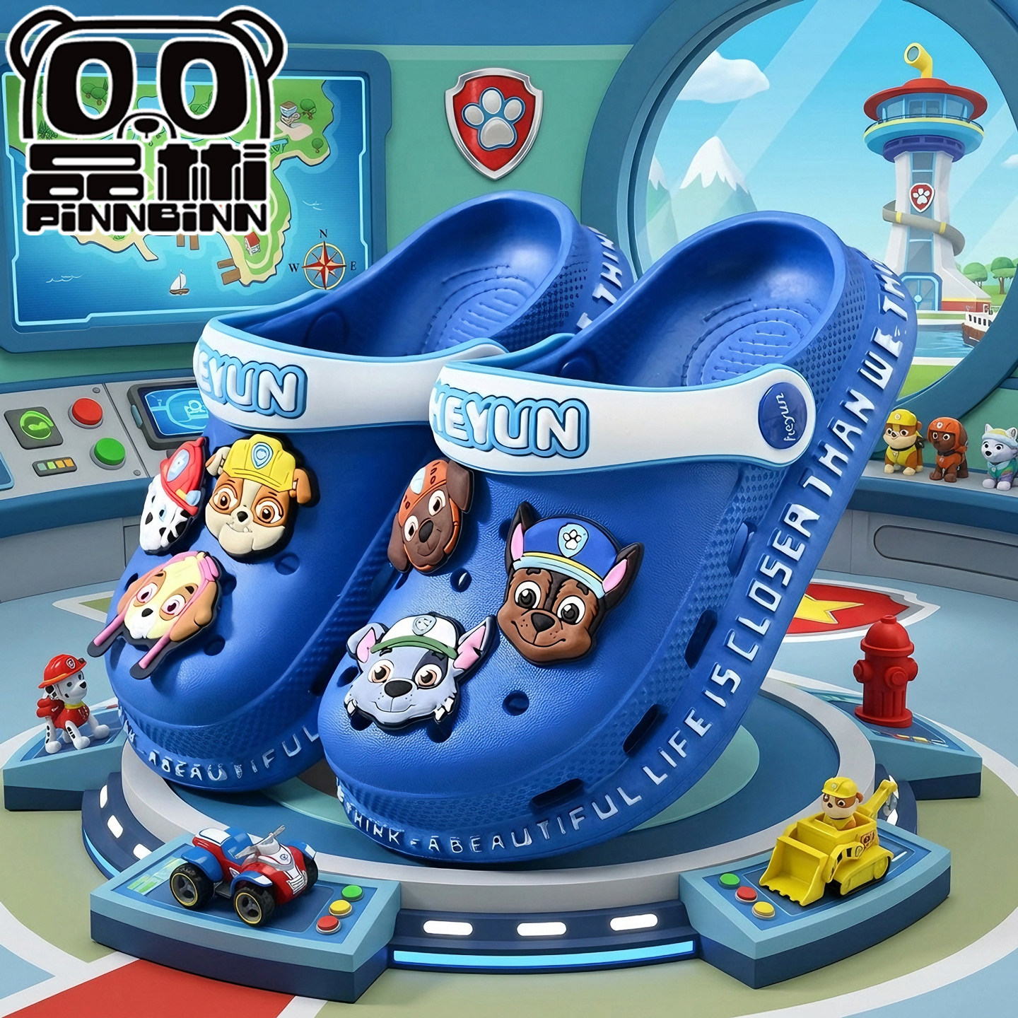 儿童洞洞鞋汪汪队夏季新款踩屎感男童拖鞋卡通包头女童防滑凉拖鞋