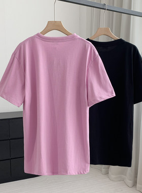 【Chunxi】联名系列~线条感猫咪刺绣宽松圆领全棉短袖T恤男女同款