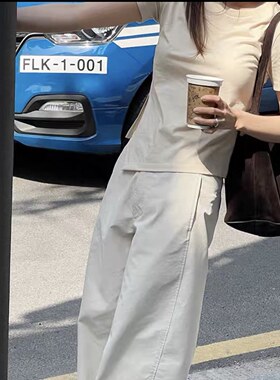 【CHUNXI】韩国东大门water river斜下摆侧开叉短袖T恤正肩上衣女