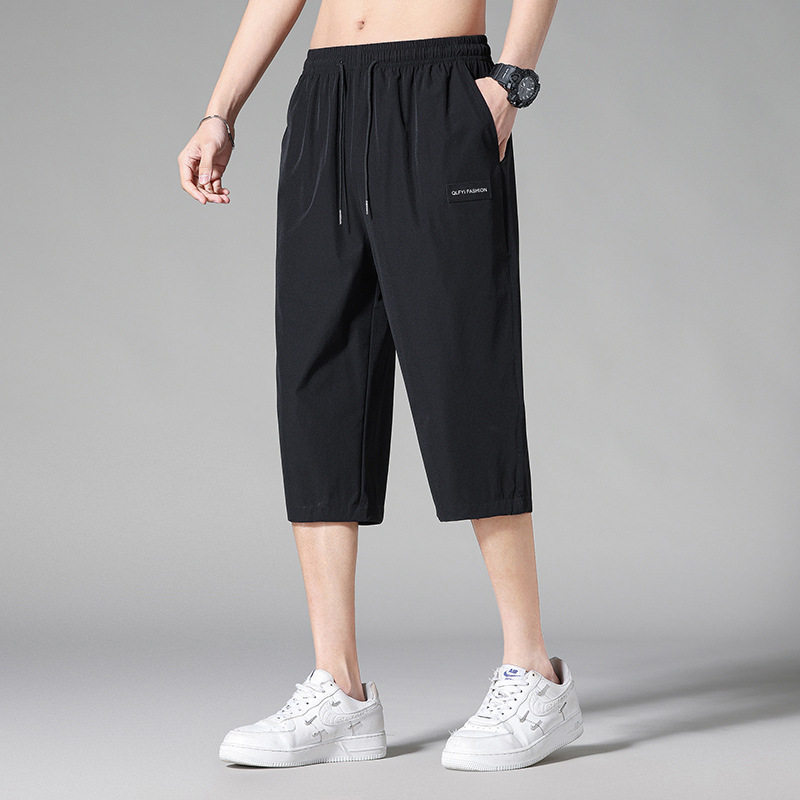 冰丝七分裤子男生休闲短裤男款夏季薄款潮牌宽松运动速