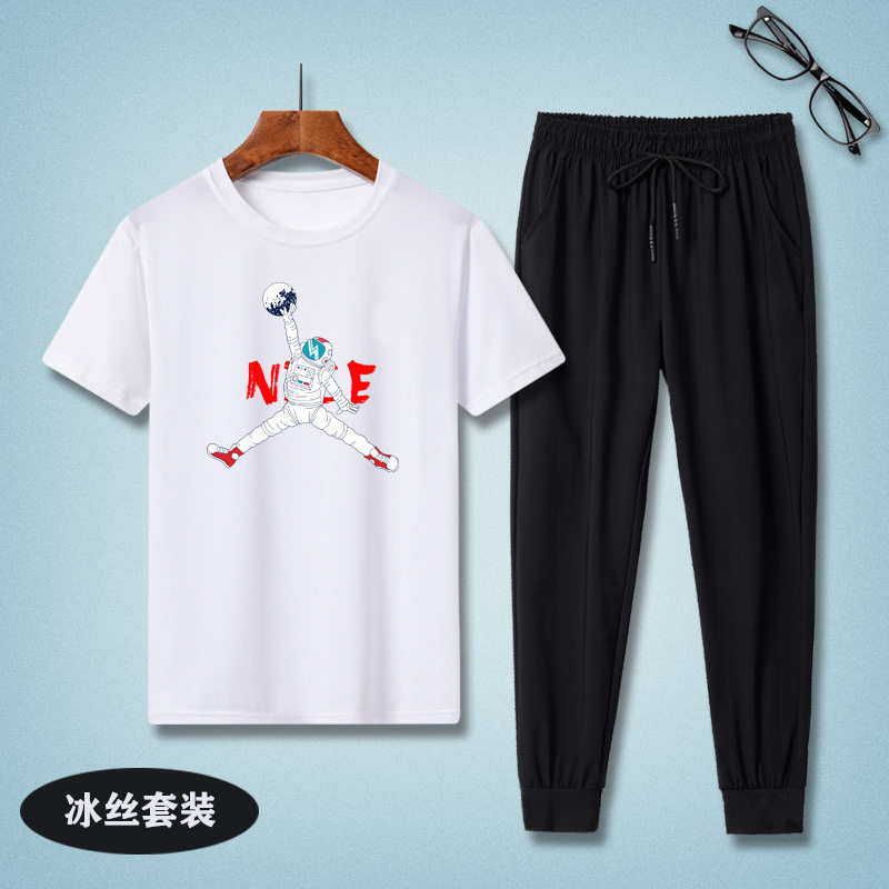 儿童冰丝套装夏季中大童速干短袖裤子运动服宽松透气男孩两件套薄
