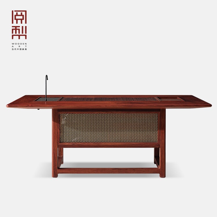 阅梨茶台家用简约现代新中式实木泡茶 非洲花梨木 阅雅茶台