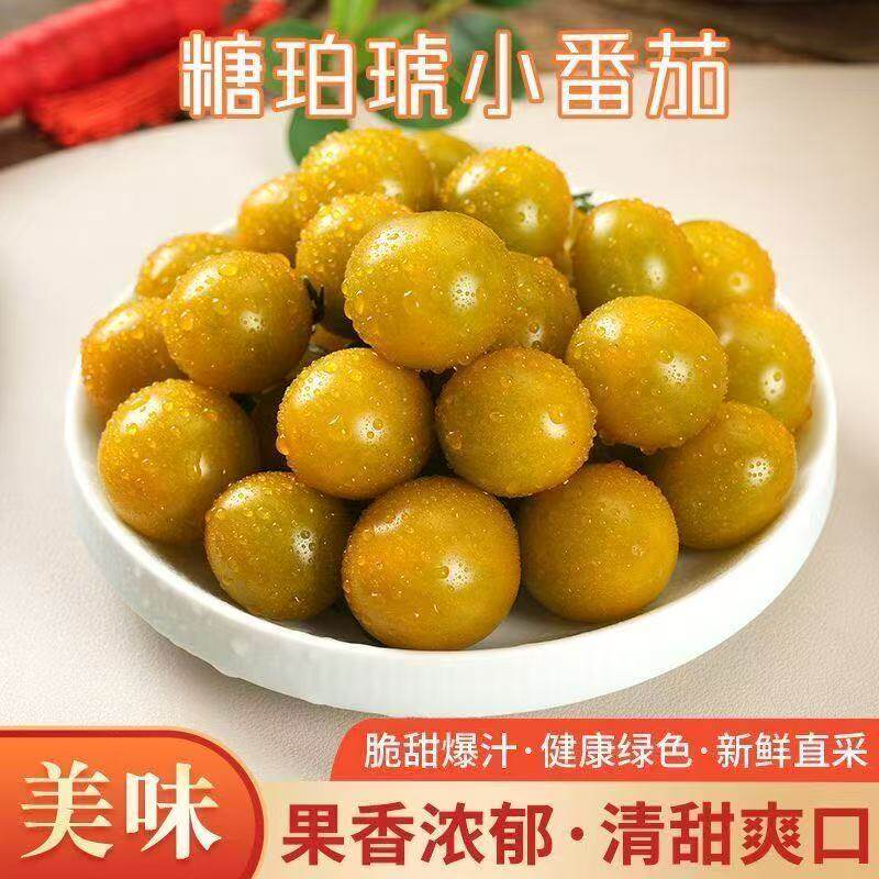 现摘糖珀虎冰糖口感潍坊特产小西红柿琥珀色小番茄