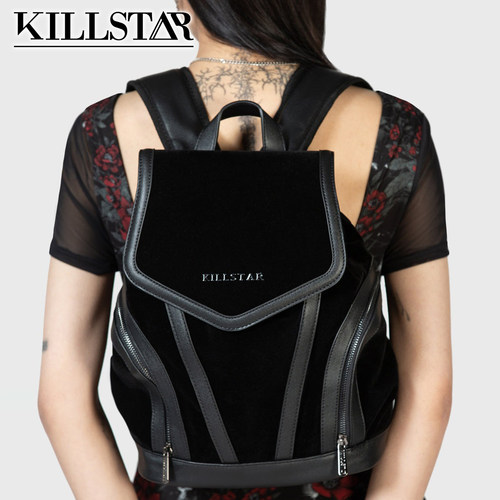 Killstar后背包拉链侧袋皮革拼接