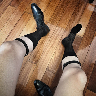 男士 棉袜丝袜防滑长筒袜夹 性感吊袜带可调节小腿环夹日本商务正装